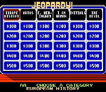 Jeopardy! (USA) (Rev 1) screen shot game playing